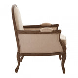 Charles Beige Armchair, Cotton, Mahogany Wood, Grey