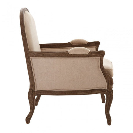 Charles Beige Armchair, Cotton, Mahogany Wood, Grey