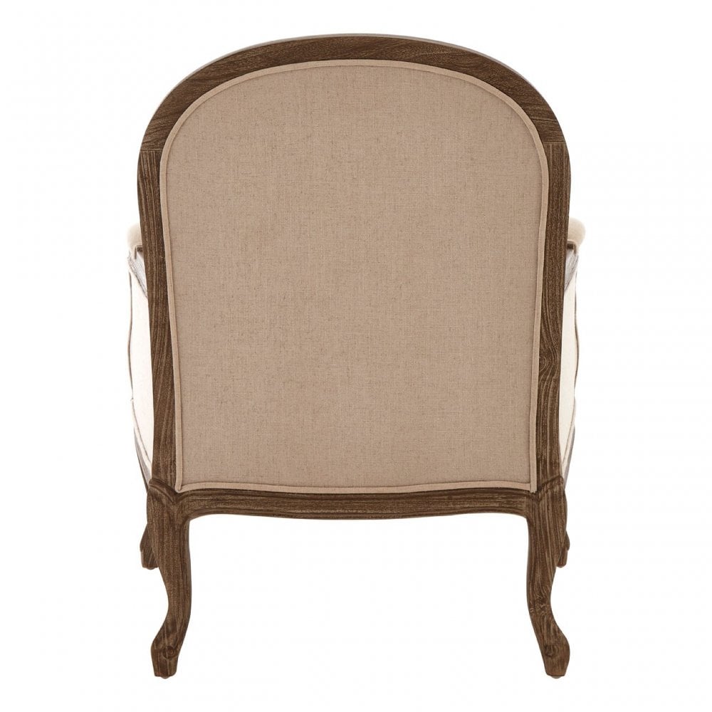Charles Beige Armchair, Cotton, Mahogany Wood, Grey