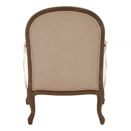 Charles Beige Armchair, Cotton, Mahogany Wood, Grey