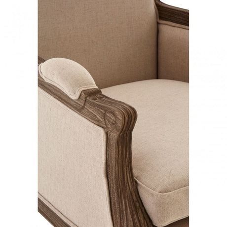 Charles Beige Armchair, Cotton, Mahogany Wood, Grey