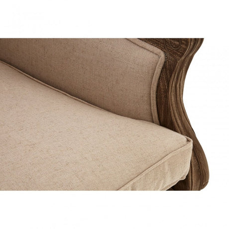 Charles Beige Armchair, Cotton, Mahogany Wood, Grey