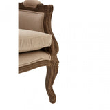 Charles Beige Armchair, Cotton, Mahogany Wood, Grey