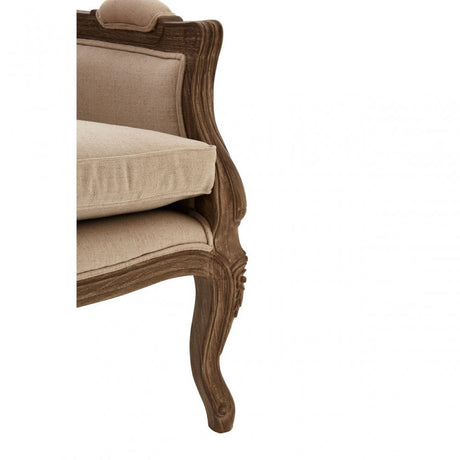 Charles Beige Armchair, Cotton, Mahogany Wood, Grey