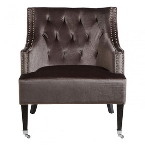Darlington Grey Velvet Chair, Cotton Velvet / Rubber Webbing, Rubberwood, Wood, Grey