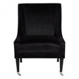 Downton Grey Velvet Chair, Birchwood, Cotton Velvet / Rubber Webbing, Rubberwood, Black