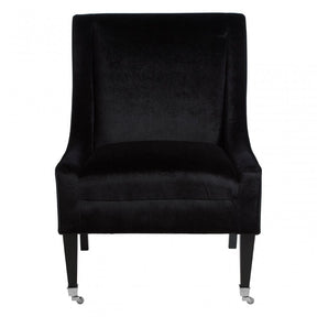 Downton Grey Velvet Chair, Birchwood, Cotton Velvet / Rubber Webbing, Rubberwood, Black