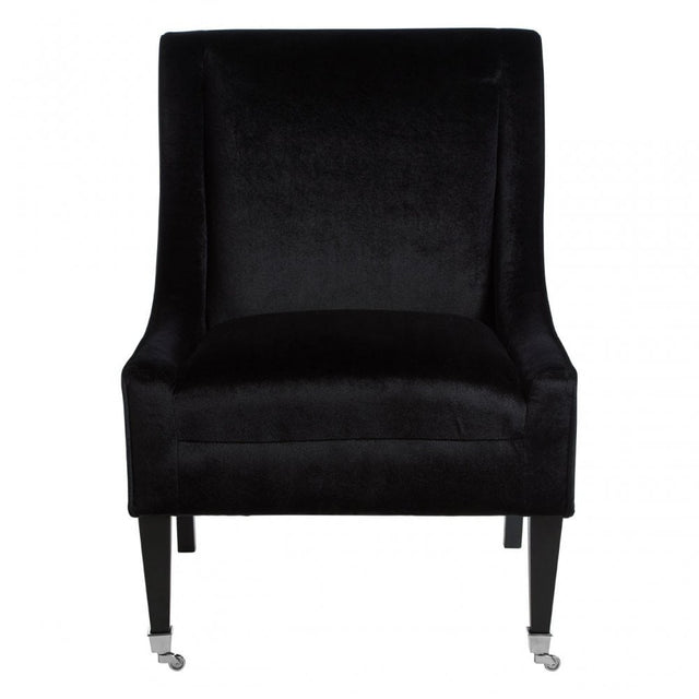 Downton Grey Velvet Chair, Birchwood, Cotton Velvet / Rubber Webbing, Rubberwood, Black