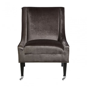 Downton Grey Velvet Chair, Birchwood, Cotton Velvet / Rubber Webbing, Rubberwood