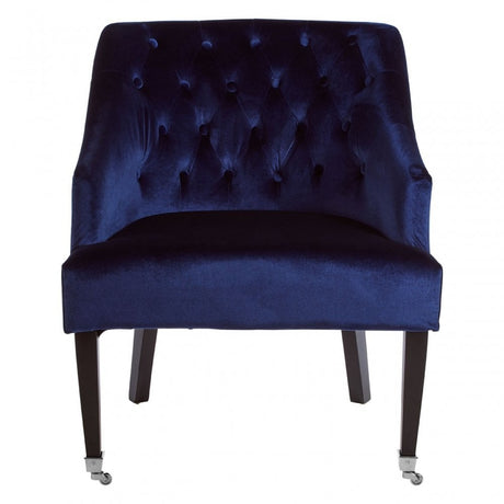 Darwin Blue Velvet Chair, Cotton Velvet, Rubberwood, Blue