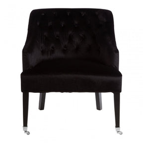 Darwin Black Velvet Chair, Cotton Velvet, Rubberwood, Black