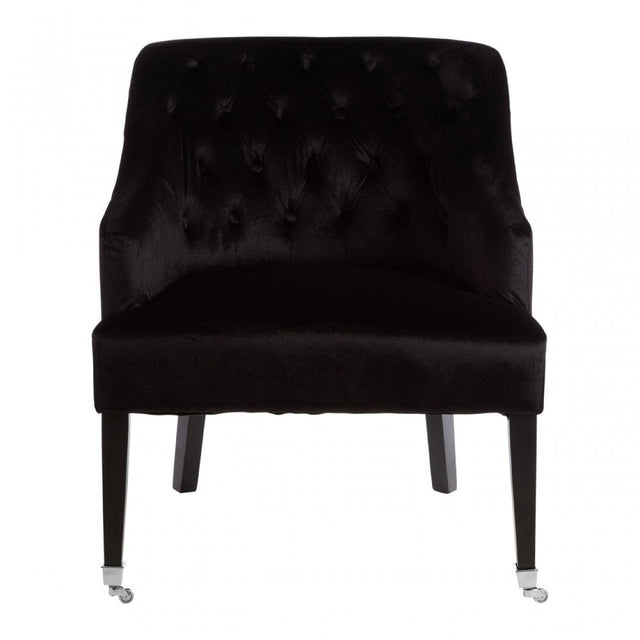 Darwin Black Velvet Chair, Cotton Velvet, Rubberwood, Black
