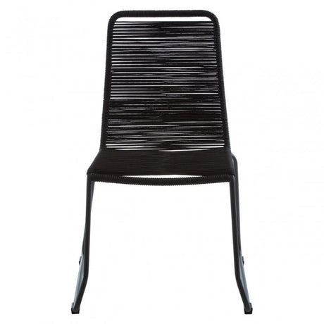 Sisal Black Rope Chair, Cotton Rope, Steel, Black