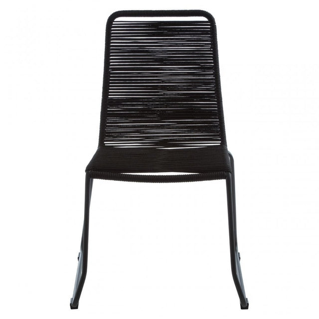 Sisal Black Rope Chair, Cotton Rope, Steel, Black