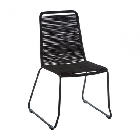Sisal Black Rope Chair, Cotton Rope, Steel, Black