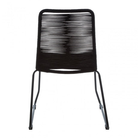Sisal Black Rope Chair, Cotton Rope, Steel, Black