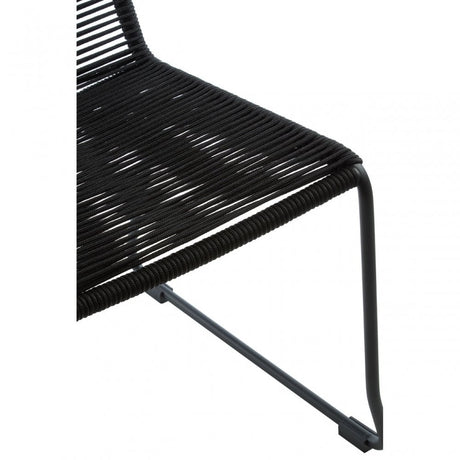 Sisal Black Rope Chair, Cotton Rope, Steel, Black