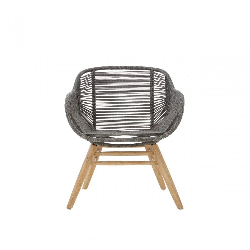 Sisal Grey Rope Armchair, Cotton Rope, Steel, Wood, Grey