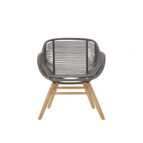 Sisal Grey Rope Armchair, Cotton Rope, Steel, Wood, Grey