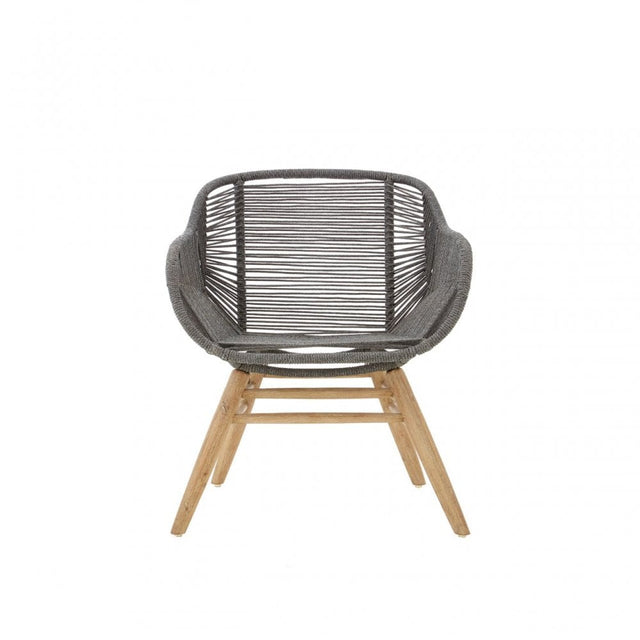 Sisal Grey Rope Armchair, Cotton Rope, Steel, Wood, Grey