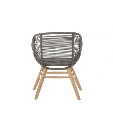 Sisal Grey Rope Armchair, Cotton Rope, Steel, Wood, Grey