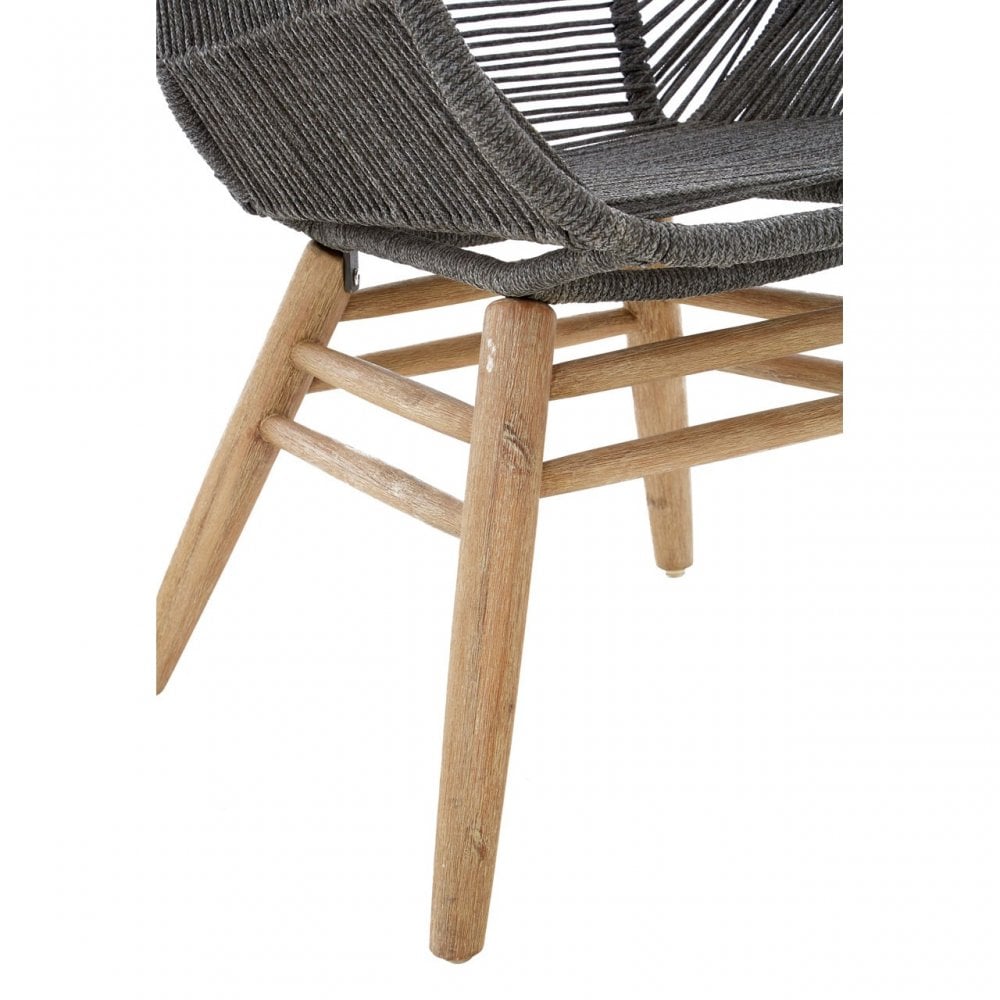 Sisal Grey Rope Armchair, Cotton Rope, Steel, Wood, Grey