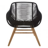 Sisal Black Rope Armchair, Linen Rope, Steel, Wood, Black