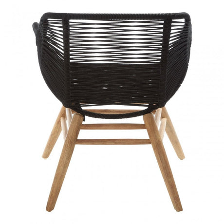 Sisal Black Rope Armchair, Linen Rope, Steel, Wood, Black