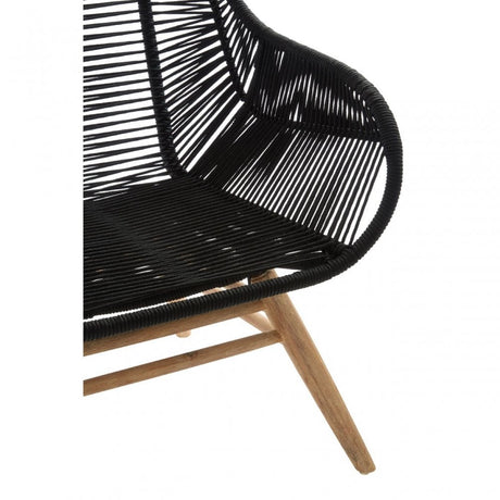 Sisal Black Rope Armchair, Linen Rope, Steel, Wood, Black