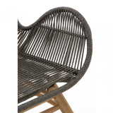 Sisal Grey Rope Lounge Chair & Footstool, Cotton Rope, Steel, Wool, Grey