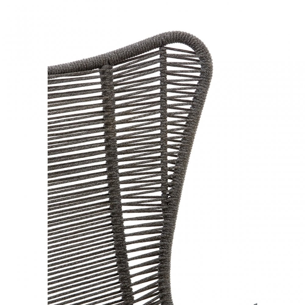 Sisal Grey Rope Lounge Chair & Footstool, Cotton Rope, Steel, Wool, Grey