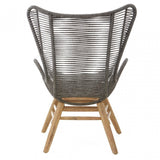 Sisal Grey Rope Lounge Chair & Footstool, Cotton Rope, Steel, Wool, Grey