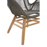 Sisal Grey Rope Lounge Chair & Footstool, Cotton Rope, Steel, Wool, Grey