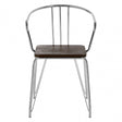 Brock Chrome Metal and Elm Wood Arm Chair, Chromed Elm Wood, Silver