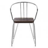 Brock Chrome Metal and Elm Wood Arm Chair, Chromed Elm Wood, Silver