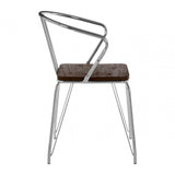 Brock Chrome Metal and Elm Wood Arm Chair, Chromed Elm Wood, Silver