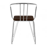 Brock Chrome Metal and Elm Wood Arm Chair, Chromed Elm Wood, Silver