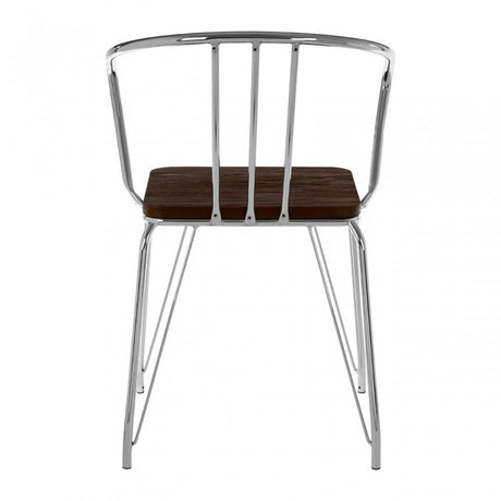 Brock Chrome Metal and Elm Wood Arm Chair, Chromed Elm Wood, Silver