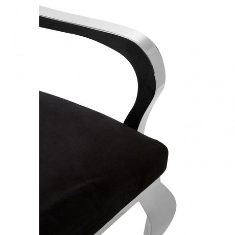 Novara Black Velvet / Silver Baroque Chair, Plywood, Stainless Steel, Black
