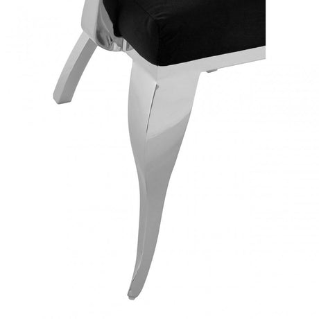 Novara Black Velvet / Silver Baroque Chair, Plywood, Stainless Steel, Black