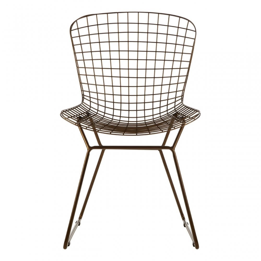 Brock Bronze Metal Grid Frame Wire Chair, Metal, Bronze