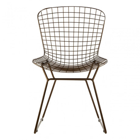 Brock Bronze Metal Grid Frame Wire Chair, Metal, Bronze