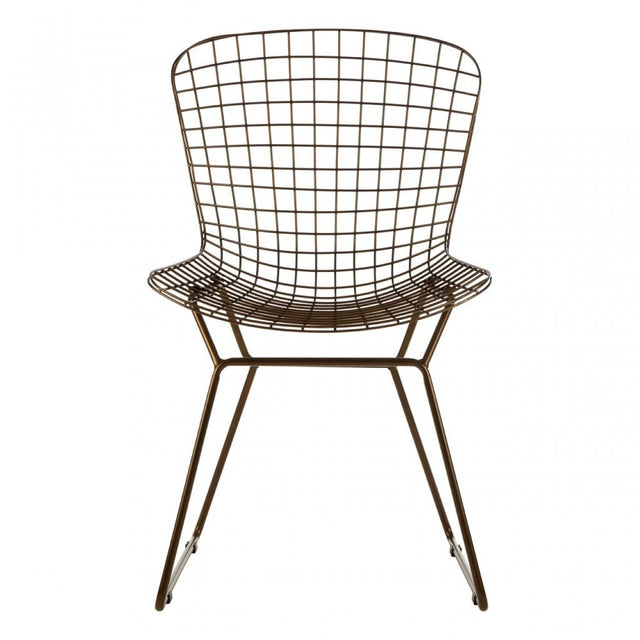Brock Bronze Metal Grid Frame Wire Chair, Metal, Bronze