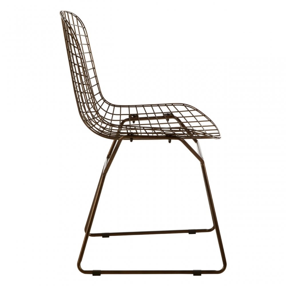 Brock Bronze Metal Grid Frame Wire Chair, Metal, Bronze
