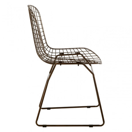 Brock Bronze Metal Grid Frame Wire Chair, Metal, Bronze