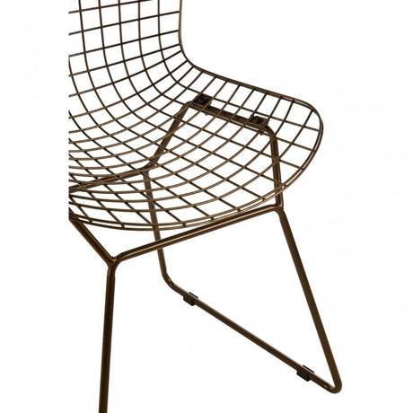 Brock Bronze Metal Grid Frame Wire Chair, Metal, Bronze