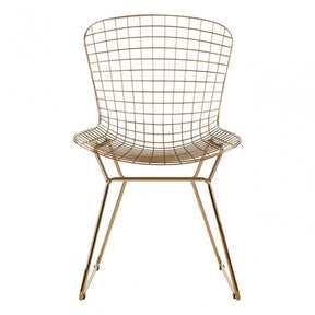 Brock Gold Metal Grid Frame Wire Chair, Metal, Gold