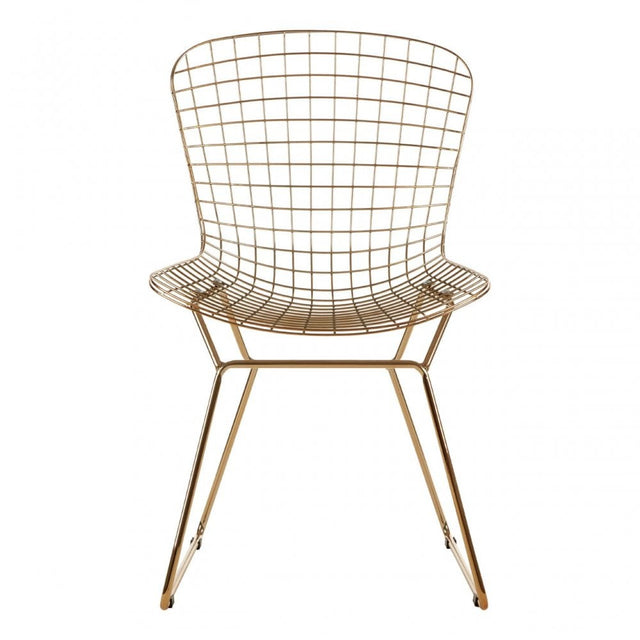Brock Gold Metal Grid Frame Wire Chair, Metal, Gold
