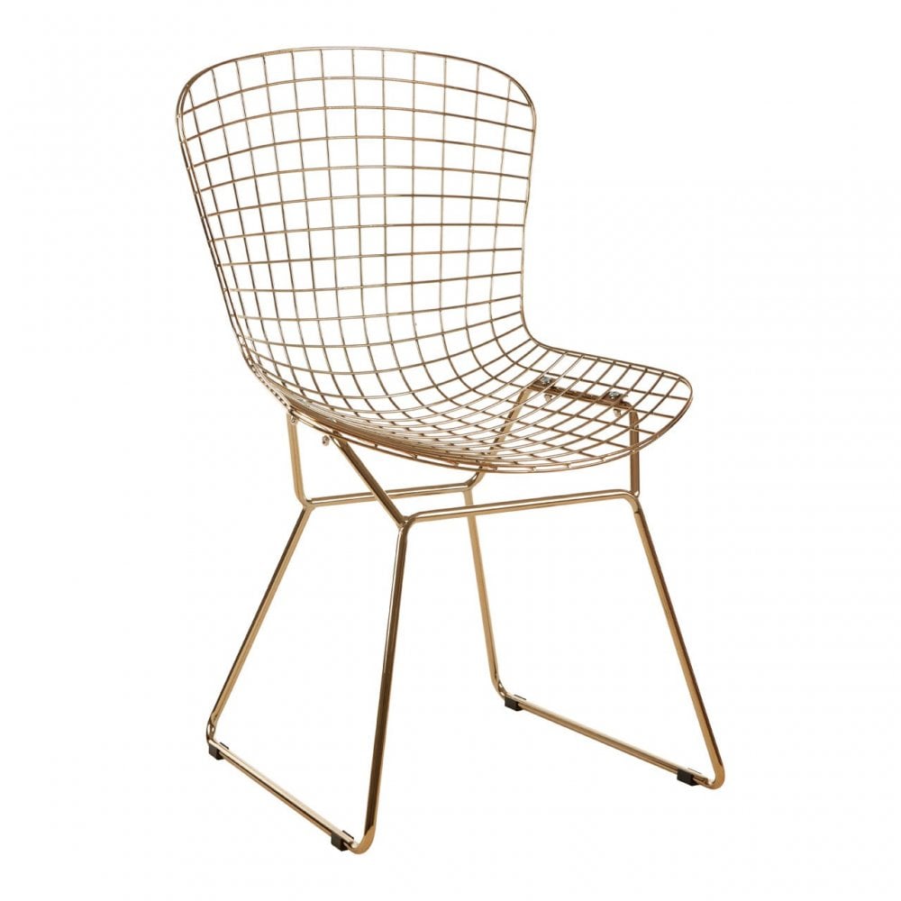 Brock Gold Metal Grid Frame Wire Chair, Metal, Gold