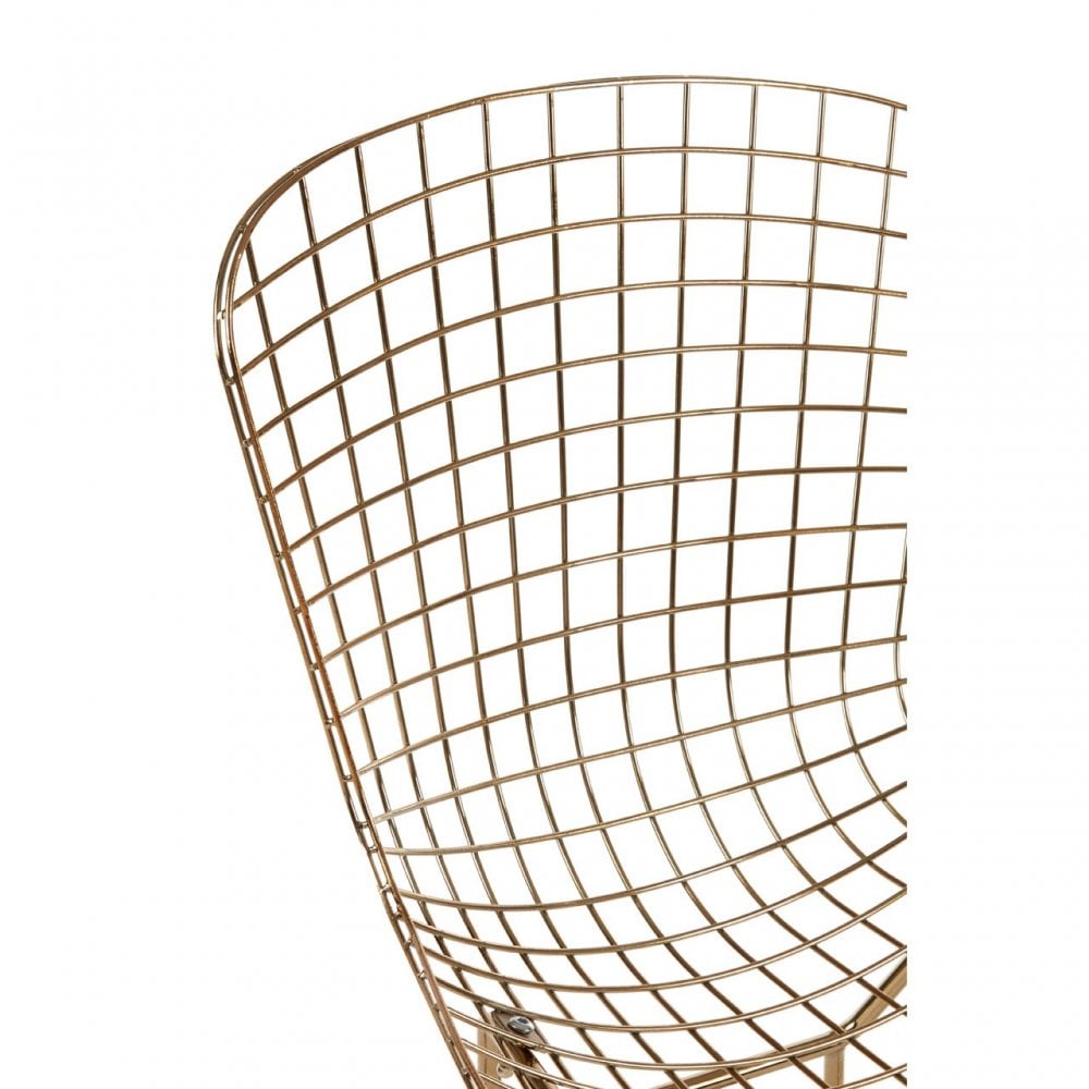 Brock Gold Metal Grid Frame Wire Chair, Metal, Gold
